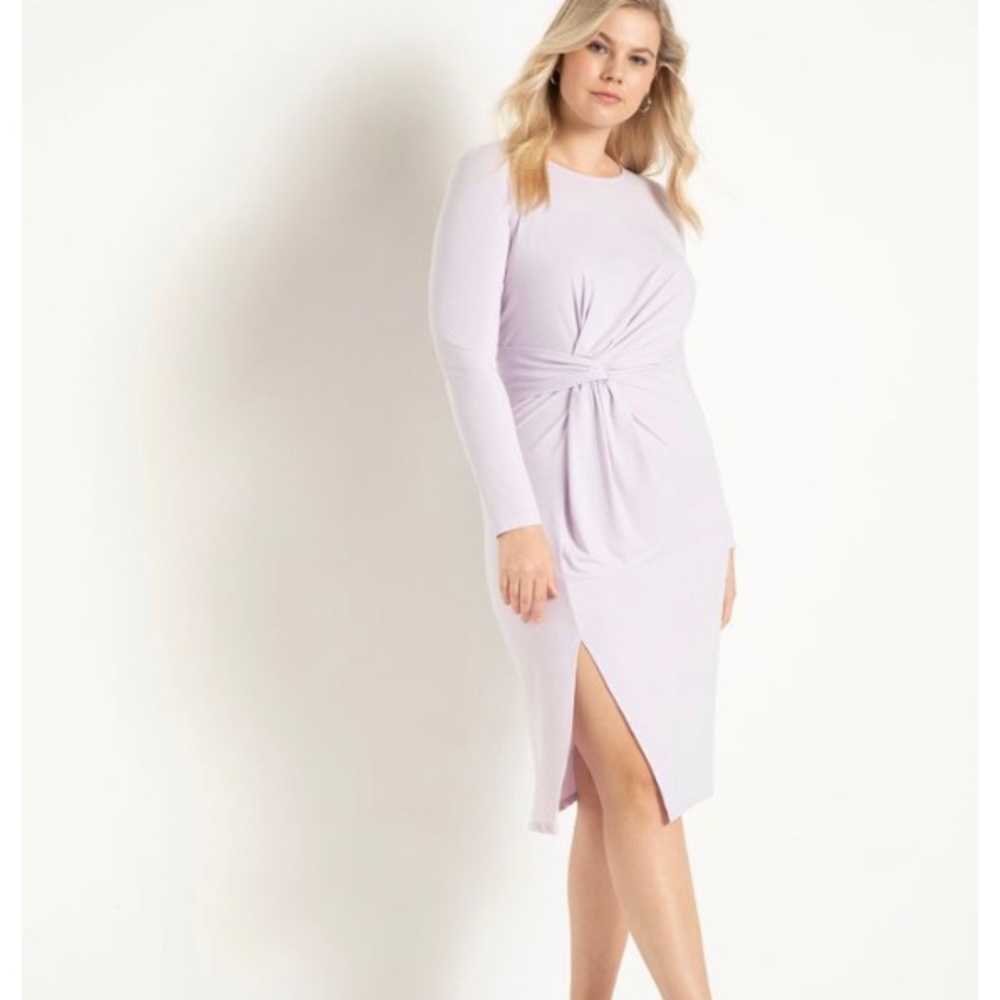 Knit front slit dress